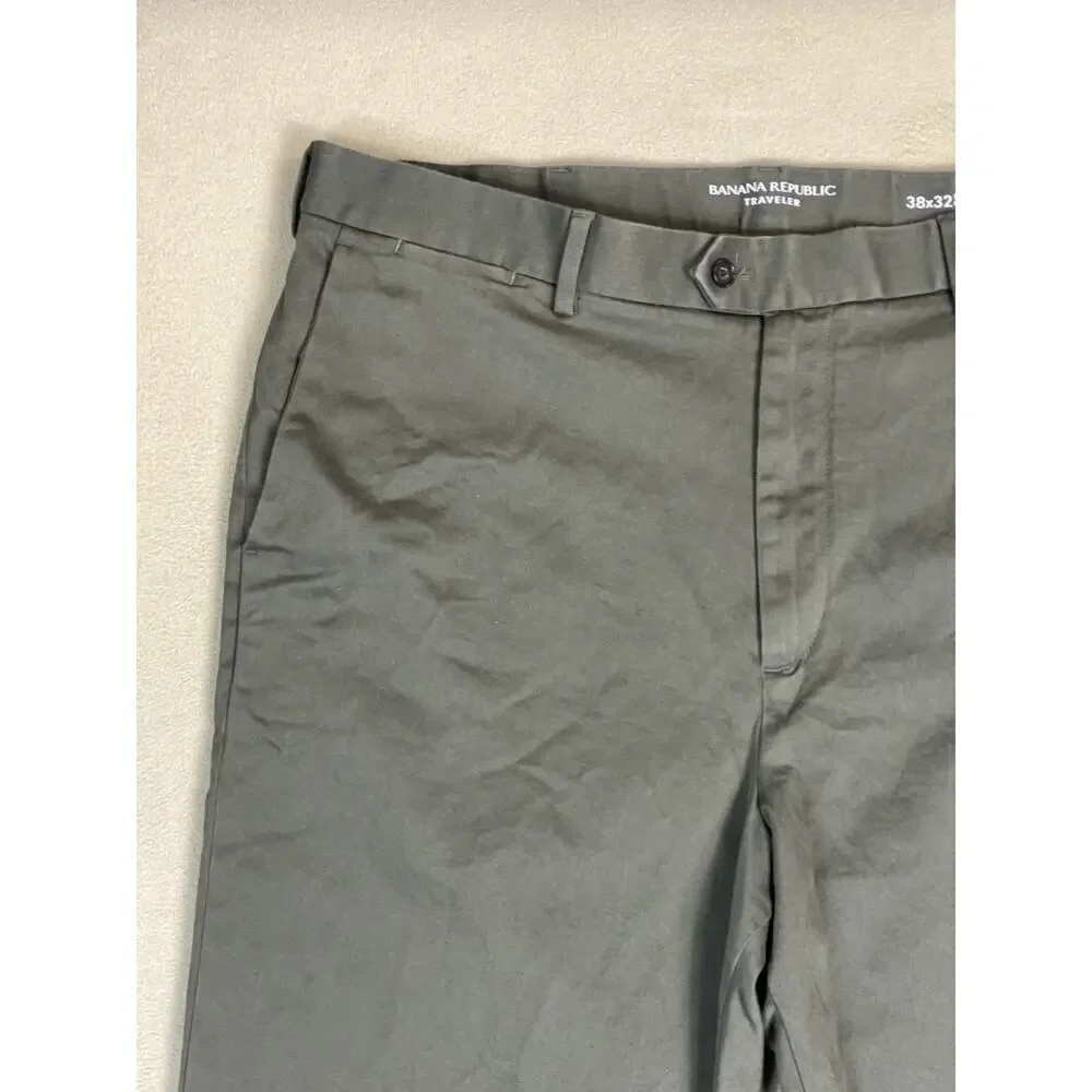 Banana Republic‎ Pants Mens 38x32 Paris Green Traveler Slim Fit High Rise Preppy